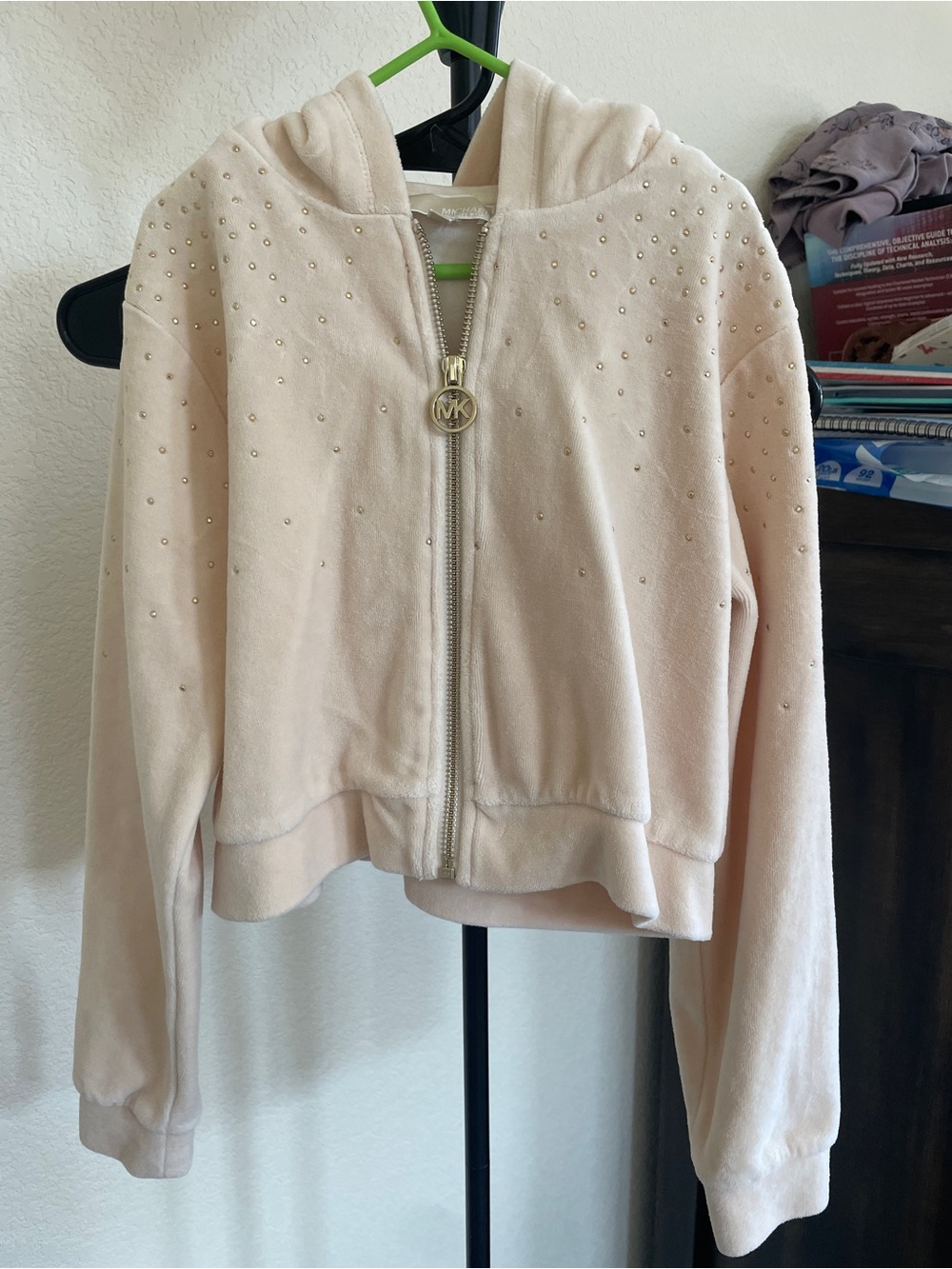 Michael Kors Cream Studded Zip Hoodie little girl size 10years